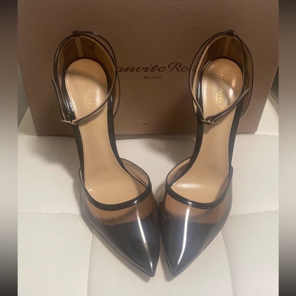 Giannvito Rossi Ribbon D'Orsay Plexi Heels